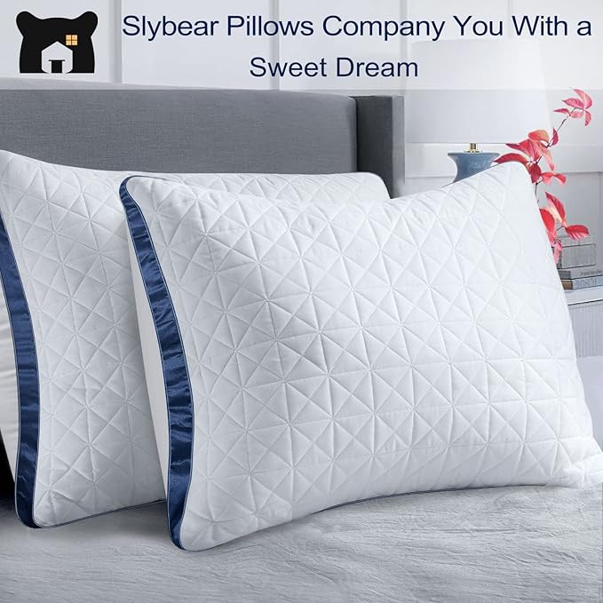 King Size Pillows Set of 2 - Cooling Hotel Luxury Bed Pillows for Sleeping 2 Pack, Supportive Breathable Down Alternative Gusseted Pillow for Side Stomach or Back Sleepers