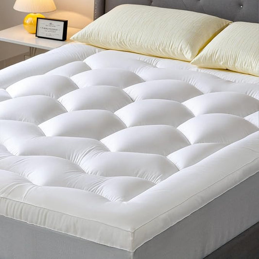 EnHomee Queen Mattress Topper Fluffy Extra Thick Soft 3 Inch Memory Foam Mattress Topper with 1000GSM Overfilled, Relief Back Pain, Breathable & Skin-Friendly, 8-21 in Deep Elastic Pocket