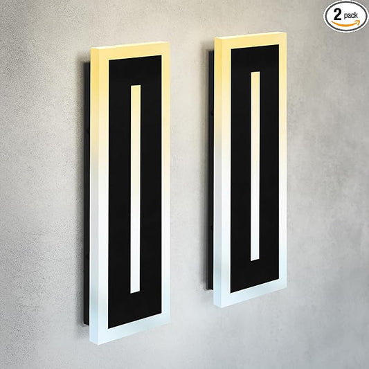 ASD LED 18" Long Wall Mount Light Fixture, Outdoor & Indoor Linear Sconce | 3CCT, Dimmable, Waterproof, Anti-Rust, ETL Listed | 18W 1180LM 3000-5000K 100-277V | Exterior Porch Lighting | Black, 2 Pack