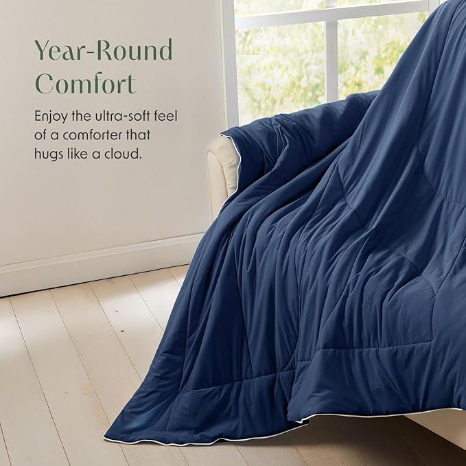 Springtree Home Luxury Viscose from Bamboo Blanket & Comforter | Oversized Viscose from Bamboo Throw Blanket- 50" x 70" | Cooling Blanket & Comforter | Breathable & Lightweight | Throw - Midnight Blue