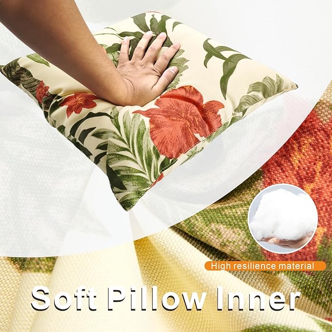 Outdoor Throw Pillows - Decorative Pillows with Insert Included Set of 2 Outdoor Pillows for Patio Furniture 18x18 Inch