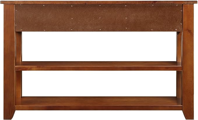 Knocbel Farmhouse Entryway Long Console Table with 3 Storage Drawers and 2 Lower Shelves, Entry Hallway Foyer Sofa Table with Handles
