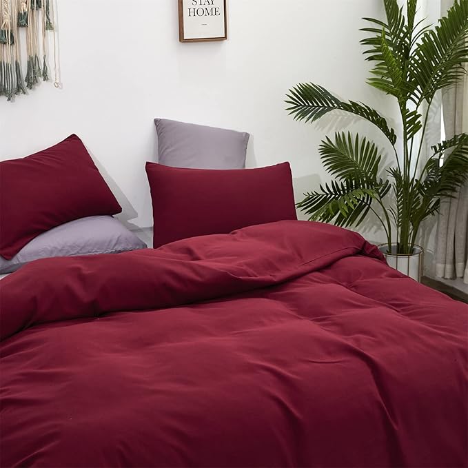 Luxlovery Burgundy Comforter Set Twin Maroon Dark Red Bedding Comforter Set Wine Red Soft Breathable Durable Blanket Quilts 3 Piece Burgundy Bedding Set for Teens Kids Twin Bed