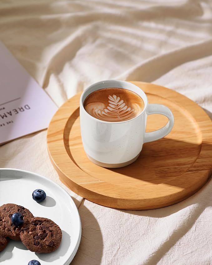 famiware Coffee Mugs for 6, 13 oz Mug Set, Dringking Cup with Handle for Coffee, Tea, Cocoa, Milk, Milkyway serise, White