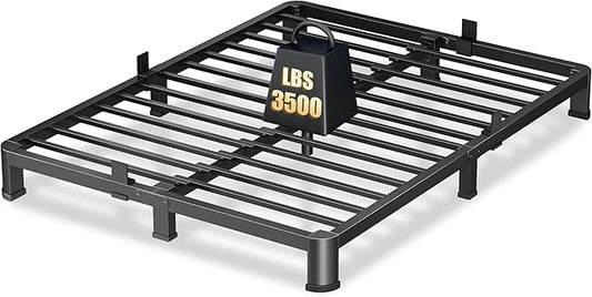 4 Inch Queen Heavy Duty 3500 lbs Bed Frame with Round-Corner Legs & Anti-Squeak Design – Quick Assembly Metal Platform, No Box Spring Needed