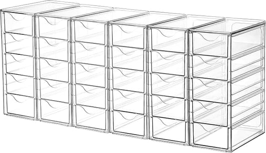 Vtopmart Acrylic Organizer with 30 Drawers, Desk Organizers and Accessories, Clear Makeup Organization, Dustproof Storage Drawers for Office Art Craft Supplies