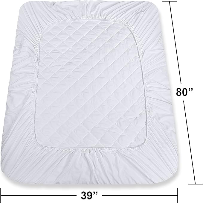 Utopia Bedding 2 Pack Quilted Fitted Mattress Pad, Twin XL Size, Elastic Fitted Mattress Topper Protector and Cover Stretches up to 16 Inches Deep, Machine Washable (White)