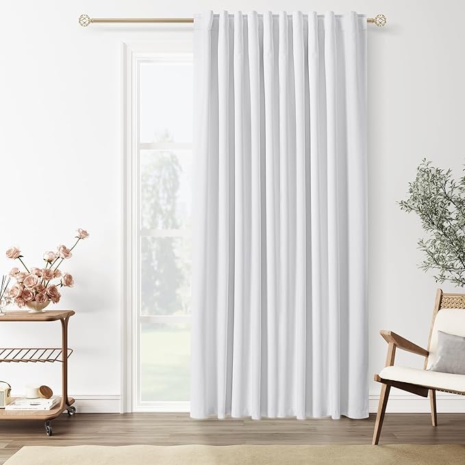 Guken White Linen Blackout Curtains 70 Inch Wide by 90 Inch for Living Room Bedroom Back Tab Thermal Insulated 100% Black Out Linen 1 Drapes Room Darkening Window Curtains White,1 Panel