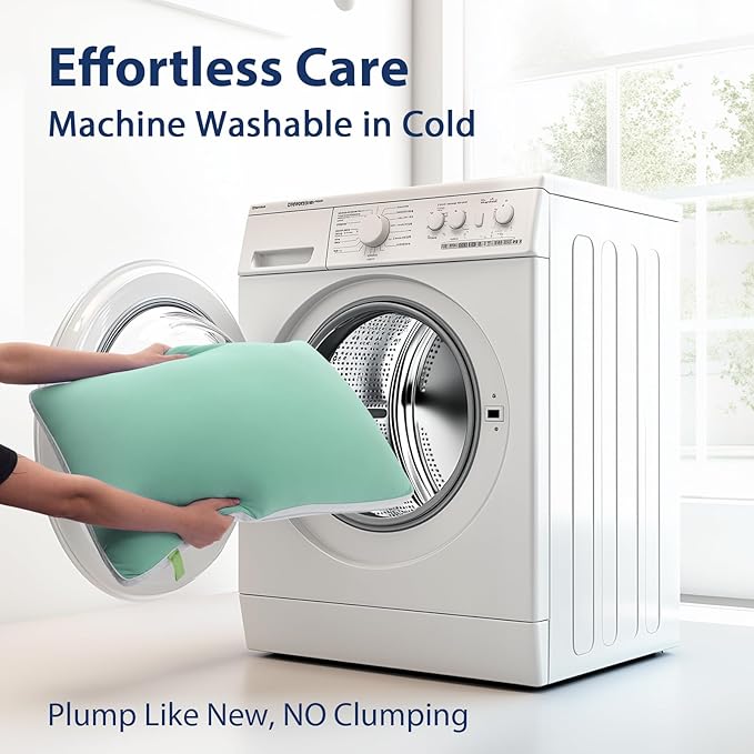 Pillows King Size Set of 2 Soft, Luxury Hotel Down Alternative Cool Bed Pillow 2 Pack for Side Back Stomach Sleepers, Gusseted Supportive, Machine Washable, Cooling Green, 20" x 34"