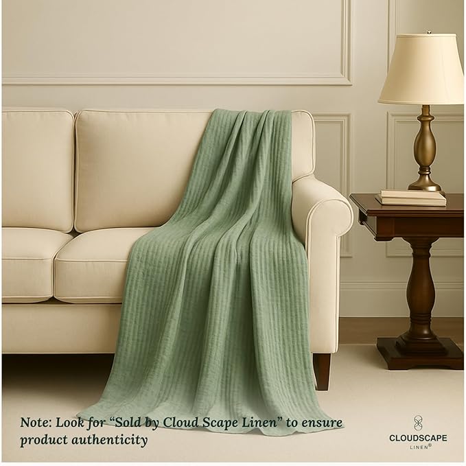 Extra Large 4 Layer Muslin Throw Blanket, 100% Cotton Blanket for Couch, Bed,Sofa, Home Decor,Pre-Washed Gauze, Best Summer Blanket, 50x70, Seafoam Green