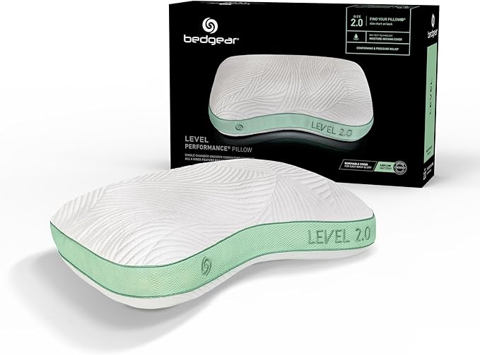 Bedgear Level Cuddle Performance Pillow - Firm Bed Pillow for Side Sleepers - Moisture Wicking Removable Cover - Size 2.0