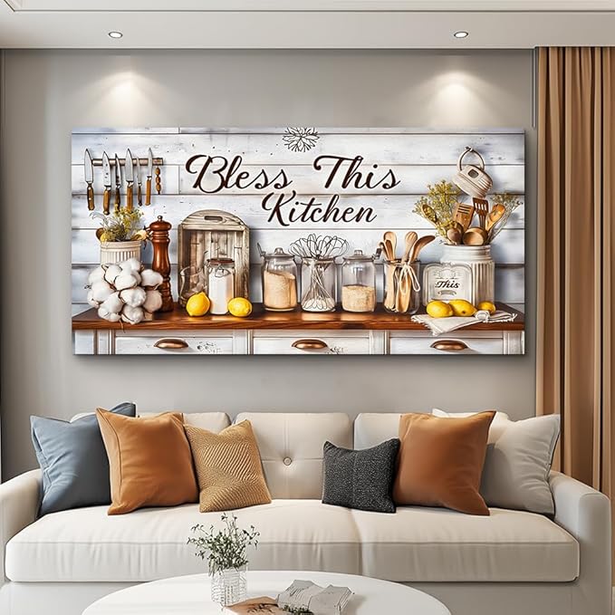 PHAOHUAXM Large Canvas Wall Art For Living Room Farmhouse Wall Decoration For Bedroom Office Mural Aesthetics Kitchen And Restaurant Oil Painting Printed Artworks Picture Room Home Decor 24"x48"