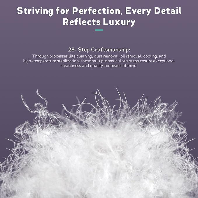 White Goose Down Pillow - Luxury Hotel Bed Pillow with Natural 900+ Fill Power, Natural Goose Feather Pillow for Sleeping, 600 Thread Count Cotton Shell, King Size- Medium, 1 Pack