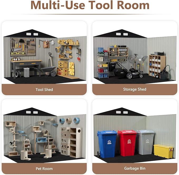 10x12 FT Outdoor Storage Shed,Metal Tool Sheds,Waterproof Outside Storage Shed with Lockable Doors & Air Vent,Storage Building for Backyard Garden (Floor Not Included)