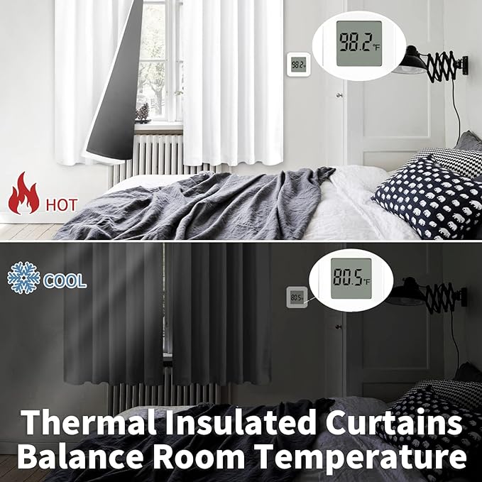 BGment Pure White 100% Blackout Curtains 63 Inches Long with Thermal Insulated Liner, Rod Pocket and Back Tab Double Layer Full Room Darkening Window Curtain for Bedroom, 2 Panels, Each 52 x 63 Inch