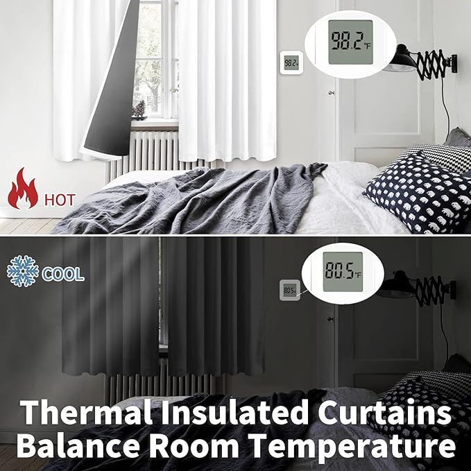 BGment 100% White Blackout Curtains 45 Inch Length for Small Windows, Rod Pocket and Back Tab Double Layer Full Room Darkening Theraml Curtains for Bedroom, 2 Panels, 52 x 45 Inch, Pure White