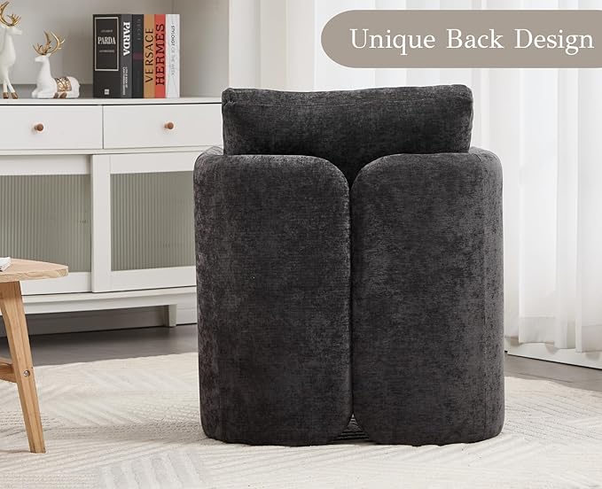 EALSON Comfy Accent Chair Modern Living Room Chair with Arm Mid Century Reading Lounge Chair for Adults Upholstered Armchair for Living Room/Reading Room/Bedroom/Office/Club, Chenille Grey