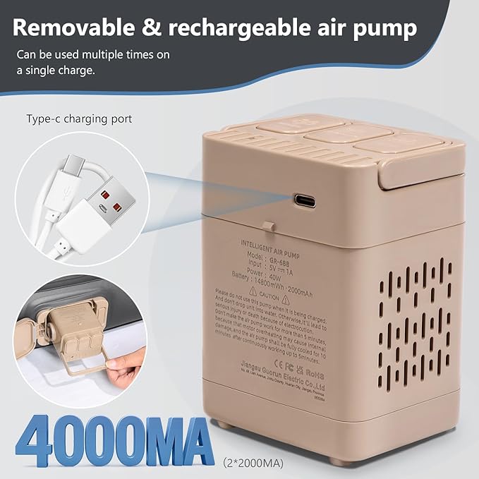 Self-Inflating SUV Air Mattress with Built in Electric Pump，car air Mattress with Pillow for Trunk，Portable car Mattress for Travle and Camping, Black