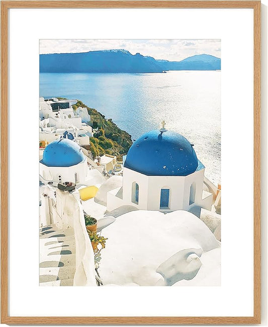 Axeman 24x30 Picture Frame | Solid Oak Wood 24 By 30 Poster Frame With Mat For 18x24 | Tempered Glass And Hanging Hardware Included Home Wall Decor Hanging Frame | Natural