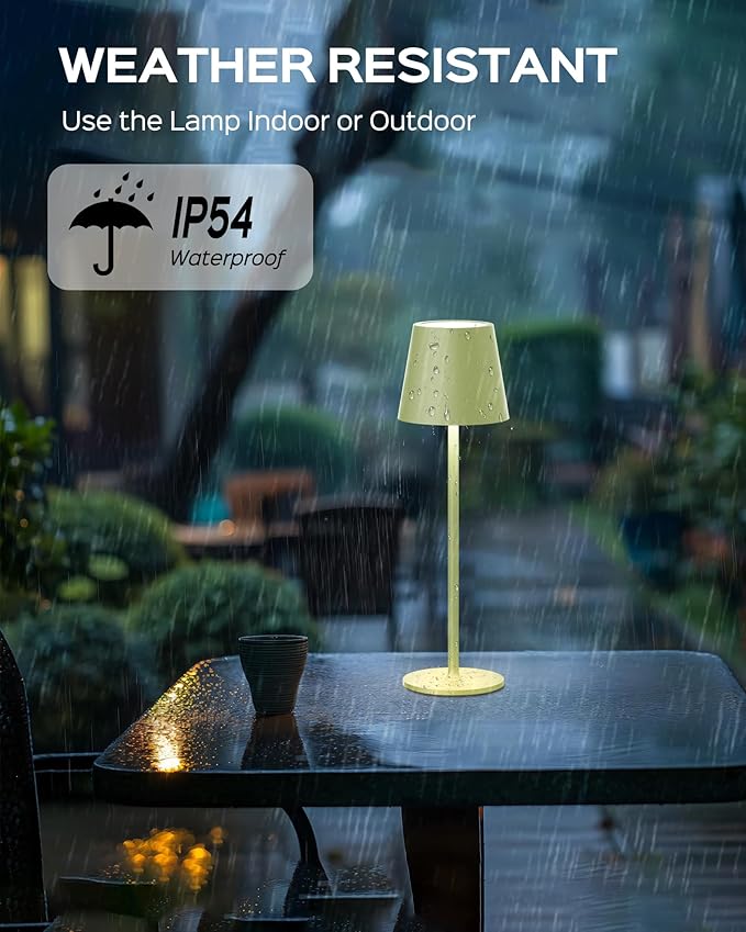 Cordless Table Lamps Rechargeable, 3 Adjustable Height, 5000mAh Battery Operated, 3 Colors Smooth Dimming, Portable LED Waterproof Table Lamp for Kitchen, Bedroom, Outdoor (2 Pack-Mint Green)