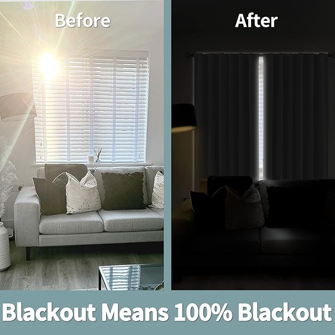 BGment Greyish White 100% Blackout Curtains for Bedroom, 78 Inch Black Out Living Room Panels with Thermal Liner, Rod Pocket and Back Tab Double Layer Room Darkening Drapes, 2 Panels, 52 x 78 Inch