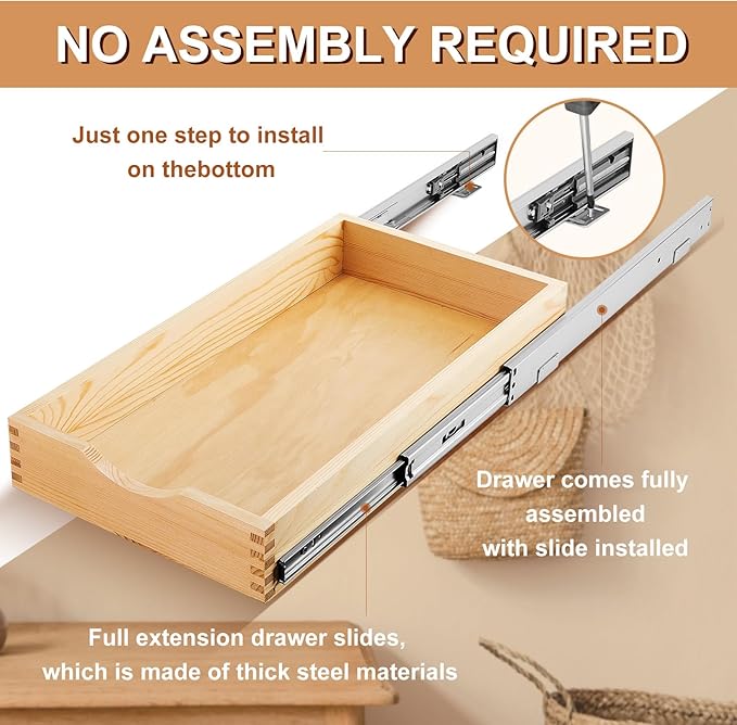 Sintuff 4 Set Wooden Pull out Tray Cabinet Organizer Soft Close Roll out Shelves for Kitchen Cabinets Fully Assembled Slide Pantry Shelves(12'' X 21'')
