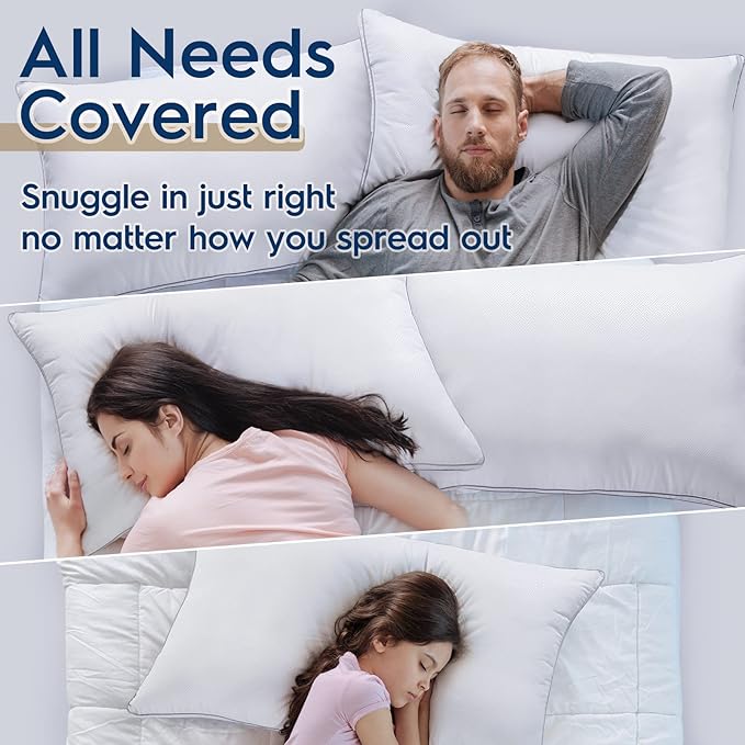 viewstar King Size Pillows Set of 2, Hotel Quality Cooling Down Alternative Gusseted Bed Pillows for Side, Back, or Stomach Sleepers, White