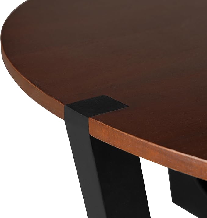 44.2" Acacia Wood Coffee Table,Modern Industrial Accent Tables,Round Table for Indoor,Outdoor,Living Room,Lounge,Patio,Natural+Black