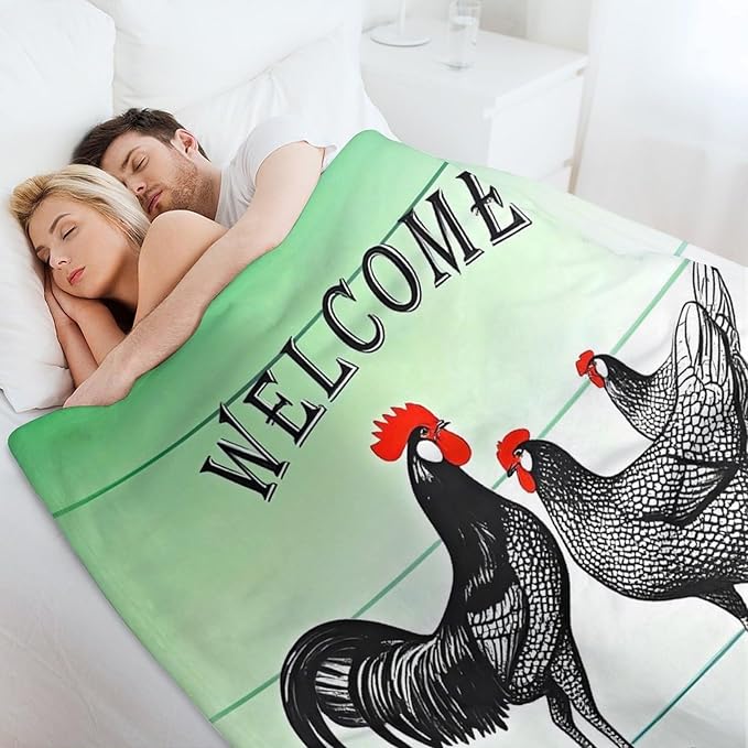 Welcome to Our Coop Chicken Funny Blanket Warm Soft Gifts for Family Friends Brother Sister 100x130cm(40x50in)