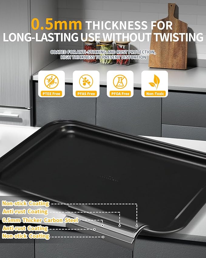 Nonstick Baking Pans Set, 19 PCS Stackable Bakeware Sets, Oven Pan Set Includes Baking Tray, Cookie Sheet, Cake Pans, Loaf Pan, Muffin Pan, Silicone Cups