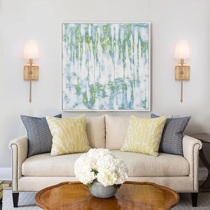 VILUXY Modern Wall Sconces Antique Brass Brush Paint Finish Bedside Wall Sconce Lighting Fixture with White Fabric Shade for Bedroom, Hallway, Entryway, Passway, Bathroom, Vanity 2 Pack