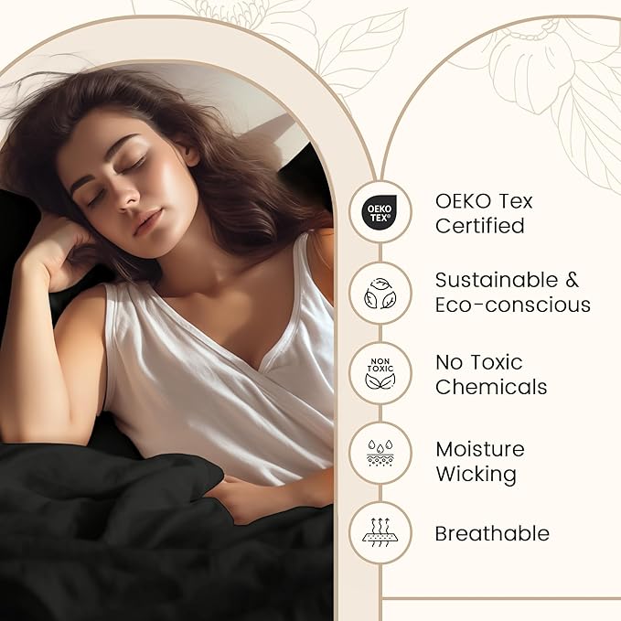 Egyptian Cotton King Size Sheet Set, 800 Thread Count Sateen Weave Hotel Collection King Sheets Deep Pockets, Soft & Comfy Cotton Bed Sheets Fits Upto 17", No Pill & Shrink - Black