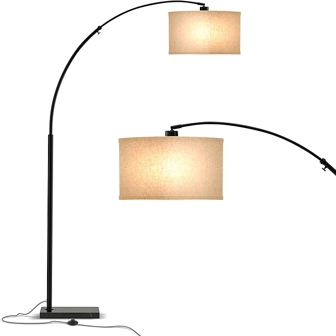 Brightech Logan Arc Floor Lamp, Bright Standing Lamp for Living Rooms, Offices & Bedrooms, Modern Living Room Décor, Tall Hanging Floor Lamp for Reading and More – Black