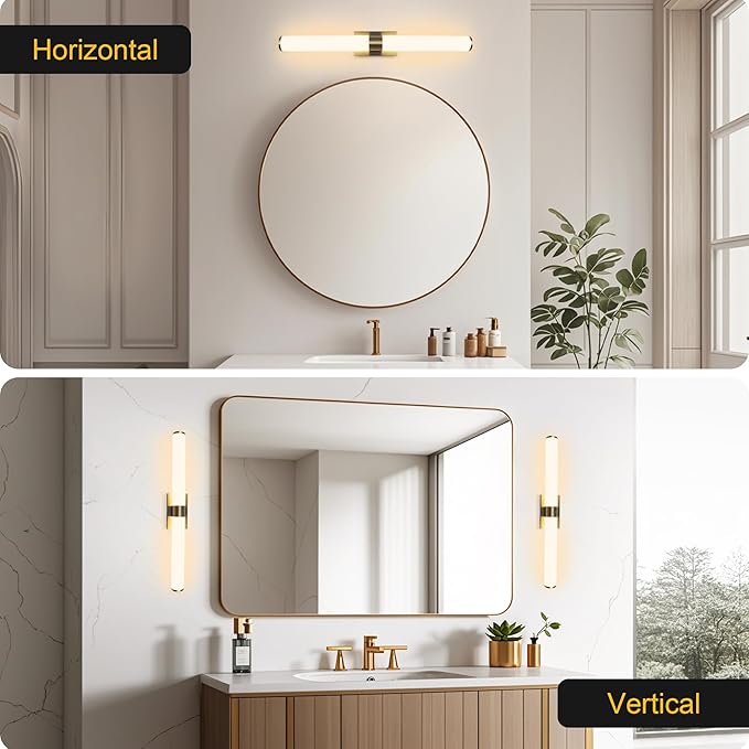 Kalium 33in Modern Wall Sconces, Dimmable Bathroom Vanity Lights, 3000K Warm White LED Indoor Sconces Lighting for Bathroom, Stairs, Living Room, Bedroom. Hardwired.