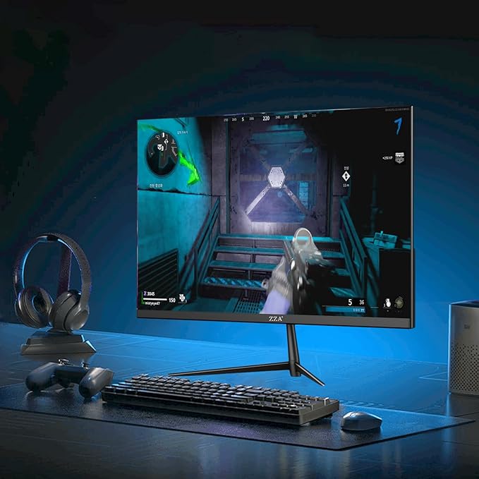 ZZA 24.5" 120Hz Curved Gaming Monitor | FHD 1080P Frameless Design, AMD FreeSync, Low Motion Blur, Eye Care Technology, DisplayPort & HDMI Connectivity, VESA Wall Mount Compatible - Black