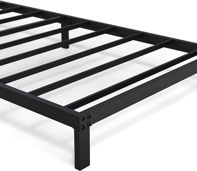 8 Inch Twin Bed Frame No Box Spring Needed, Heavy Duty Metal Platform Bed Frame Twin Size Support Up to 2500 lbs, Easy Assembly, Noise Free, Black
