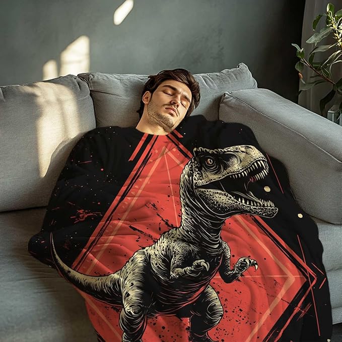 Dinosaur Throw Blanket for Adults and Kids, Dinosaur Gifts for Women, Men, Boys and Girls, Cozy for Bedding and Room Decor, Polyester, Machine Wash Bedrooms, Living Room Decor, 50x60 Inches