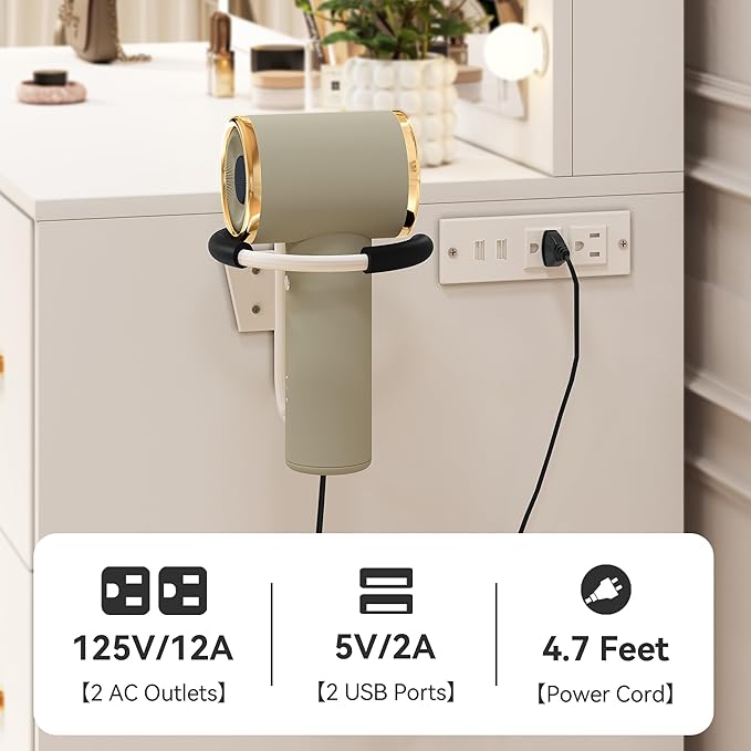 YITAHOME Makeup Vanity Set, Vanity Desk with LED Mirror & Power Hub, Makeup Desk for Dressing Room