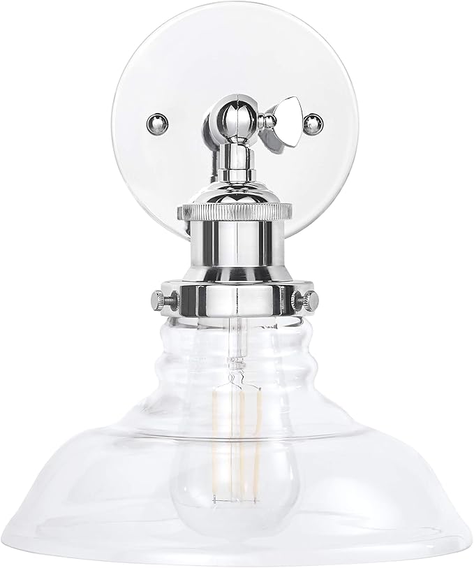 Linea di Liara Lucera Farmhouse Chrome Wall Sconce Wall Lighting Fixture Vanity Wall Sconce Lights Bathroom Sconces Wall Lights for Hallway, Bulb Included, UL Listed