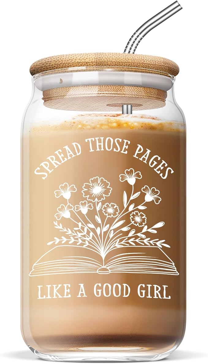 Book Lovers Gifts for Readers: Bookish, Reading & Book-Themed Gifts for Teachers, Librarians & Kids - Mothers Day, Graduation & Birthday Gift - 16oz Glass Cup