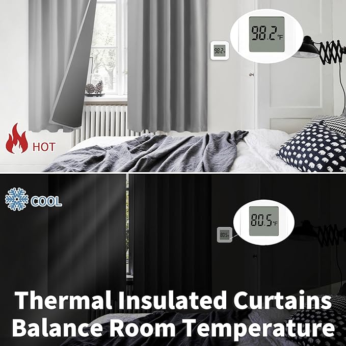 BGment Full Blackout Curtains 95 Inches Long with Thermal Insulation Liner Curtains, Rod Pocket and Back Tab Double Layer Room Darkening Window Curtain for Bedroom(52 x 95 Inch, 2 Panels, Dove Grey)