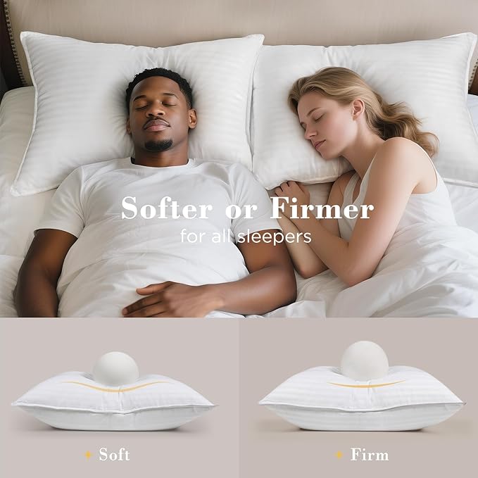 viewstar Bed Pillows King Size Set of 2, Hotel Collection, Down Alternative Big Pillow for Back, Stomach or Side Sleepers, Soft