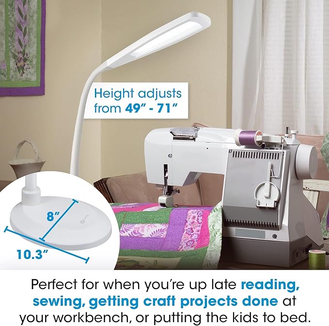 OttLite ClearSun Flex LED Floor Lamp with LED Technology - Touch Activated Controls, Adjustable Neck, Smart Memory Feature - Great for Office, Home, Dorm, Bedroom, College, & Living Room