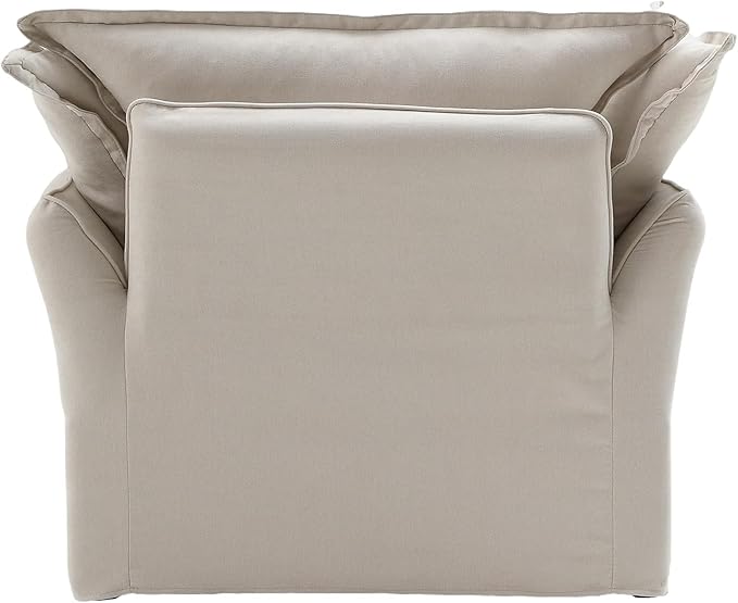 JACH Comfy Couch Chair with Thick Cushion, Single Accent Chair Deep Seat Sofas Couches, Hemp Velvet Sofa Furniture for Small Spaces, Living Room, Bedroom, Office, Apartment, Beige