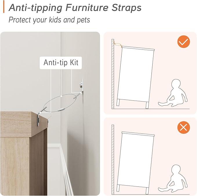 WAMPAT Farmhouse TV Stand for 100 Inch TV, TV Console Table with 5 Drawers, Entertainment Center for 75/80/85/90 Inch TV, Kitchen Sideboard Buffet Cabinet for Dining Room & Living Room, Light Beige