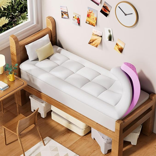 BDEUS Dual Layer 5 Inch Memory Foam Mattress Topper Twin XL Size for Dorm Room, 2 Inch Gel Memory Foam Plus 3 Inch 1450 GSM Pillow Top Mattress Pad Cover,College Dorm Essentials,White