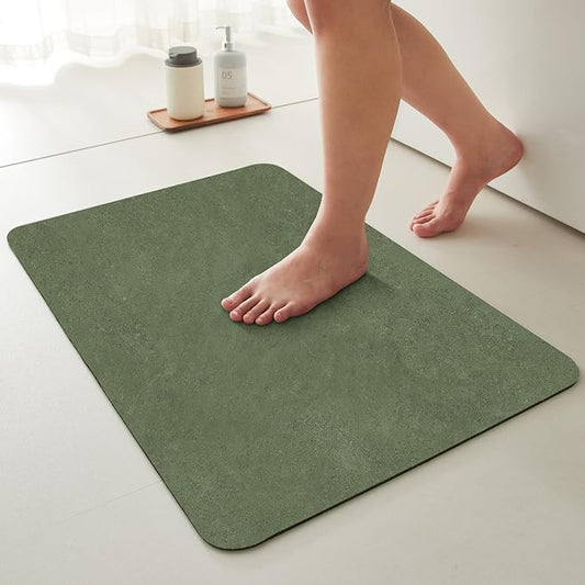 Bathroom Mat Quick Dry, Bathroom Rugs Non Slip Washable Thin Absorbent Bath Mat Fits Under Door Bathroom Floor Mat Perfect for Bath, Shower, or Sink 24"x48" Sage Green