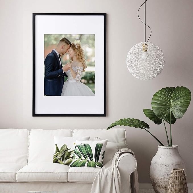 Egofine 24x36 Solid Wood Picture Frame, Made of Solid Wood Covered by Plexiglass 18x24 with Mat 24x36 without Mat, Poster Frame for Wall Mounting Photo Frame Vertically or Horizontally, Black