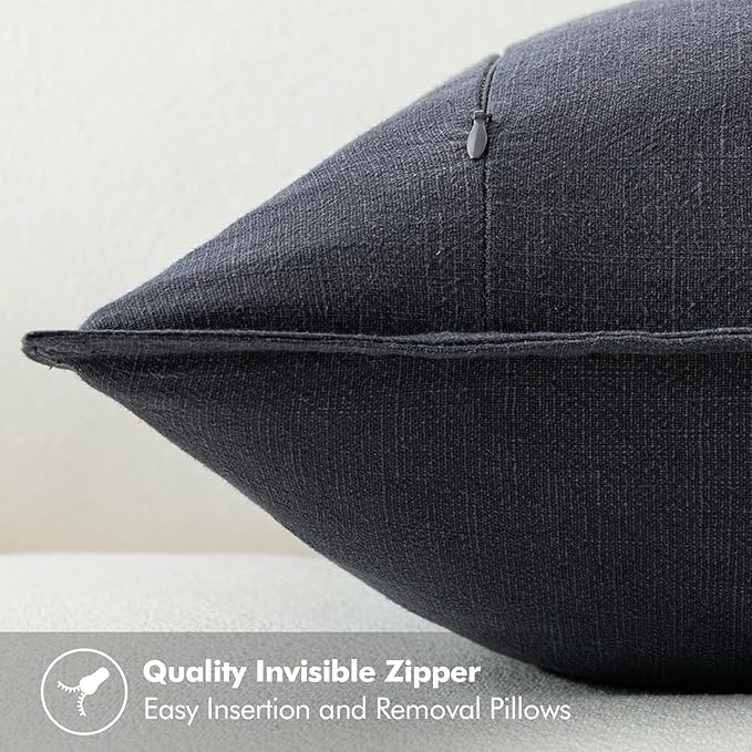 MIULEE Decorative Linen Euro Sham Pillow Covers 24x24 Dark Gray Boho Farmhouse Neutral Couch Throw Pillows for Bed Pack of 2 Accent Modern Pillowcase Sofa Livingroom Home Decor