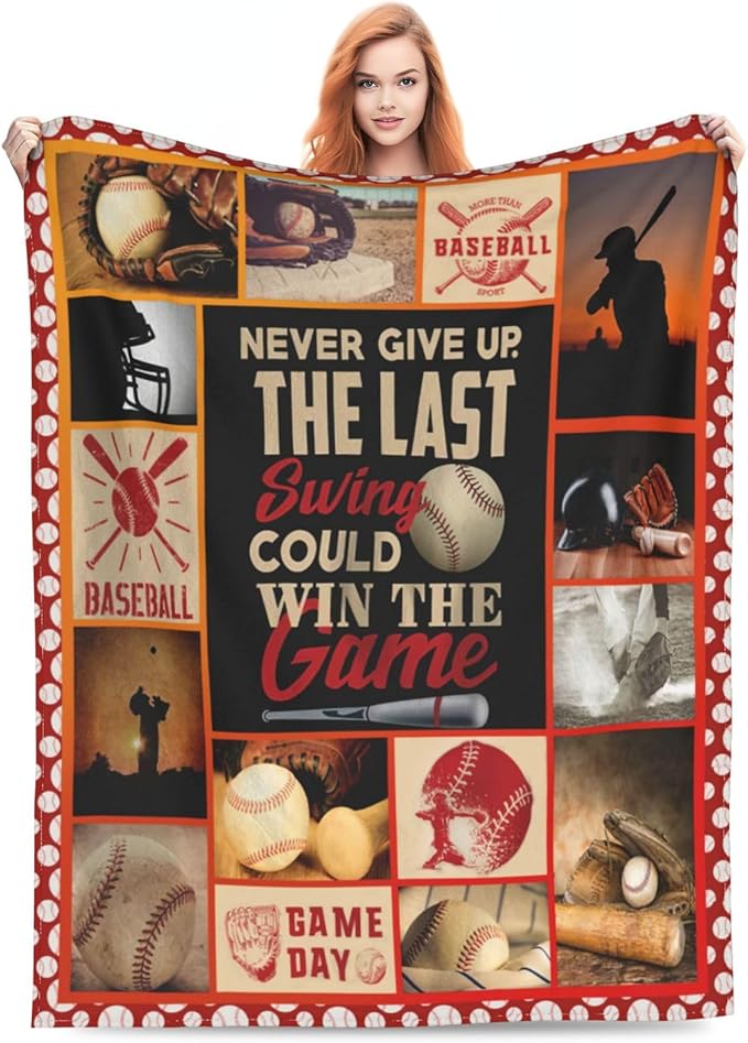 Baseball Gifts: Cozy Fleece Flannel Blanket - Soft, Warm, Plush & Lightweight - Inspirational Design for Boys, Girls, Teens, Men, Kids - 60"X80"
